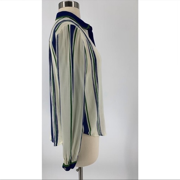 Anthropologie Maeve Rayon Long Sleeve Button Down Striped Blouse - Picture 3 of 7